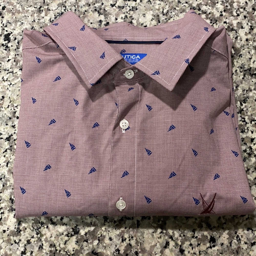 Mens Nautica blue sail flex button down